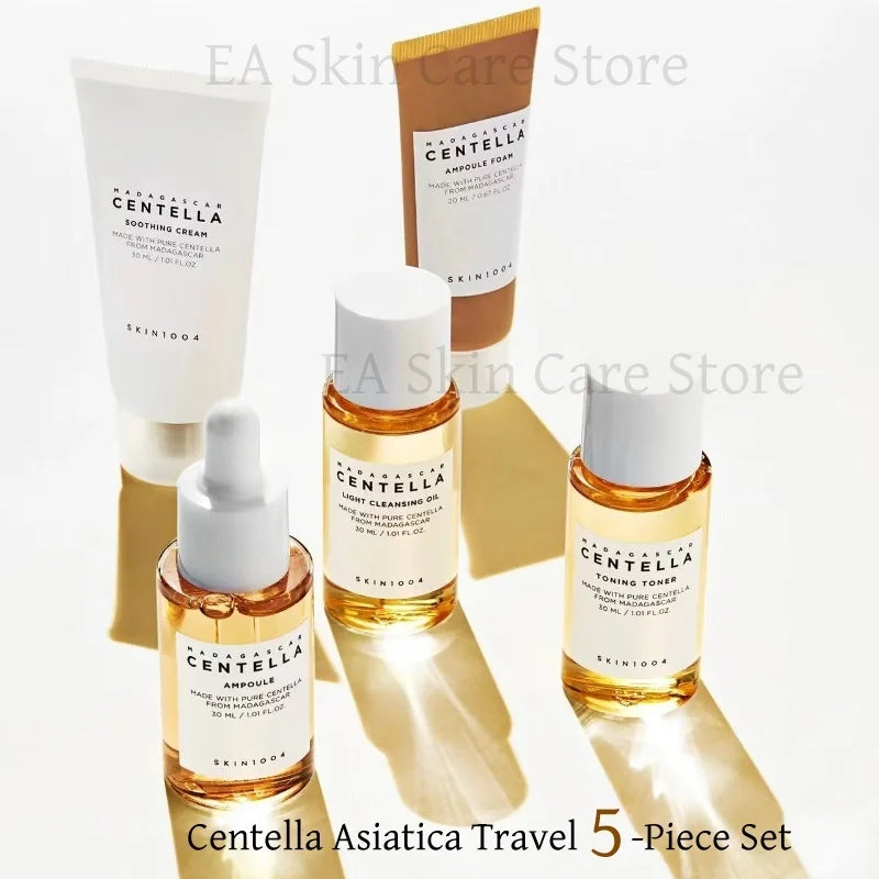 Centella Asiatica Skincare Travel 5-Piece Set Skin1004 Travel Size Serum Faciale Toner Soothing Cream Cleansing Oil Ampoule Foam