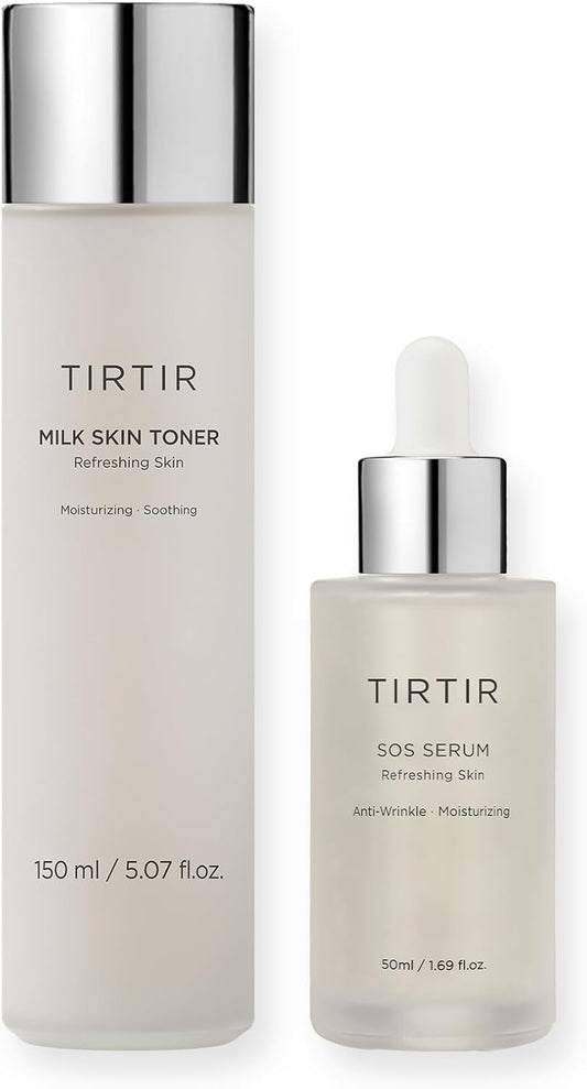 Daily Hydration Set - Milk Skin Toner + SOS Serum, Rice Bran Extract, Chamomile, Radiant Glow | Fragrance Free, Mineral Oil Free, Fungal Acne Safe…