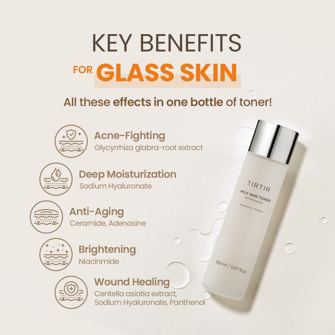 Daily Hydration Set - Milk Skin Toner + SOS Serum, Rice Bran Extract, Chamomile, Radiant Glow | Fragrance Free, Mineral Oil Free, Fungal Acne Safe…