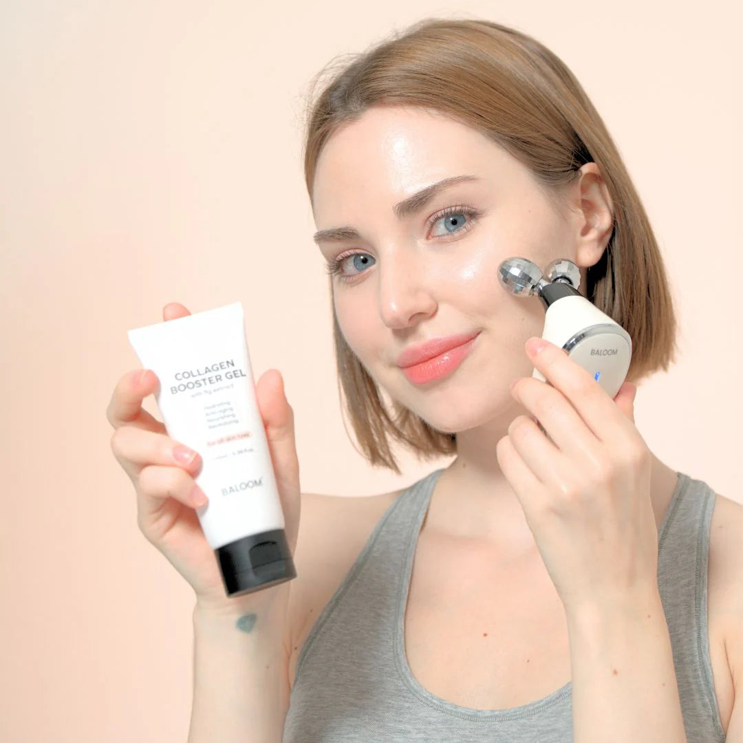 Facial Massager + Collagen Booster Gel 100Ml Set